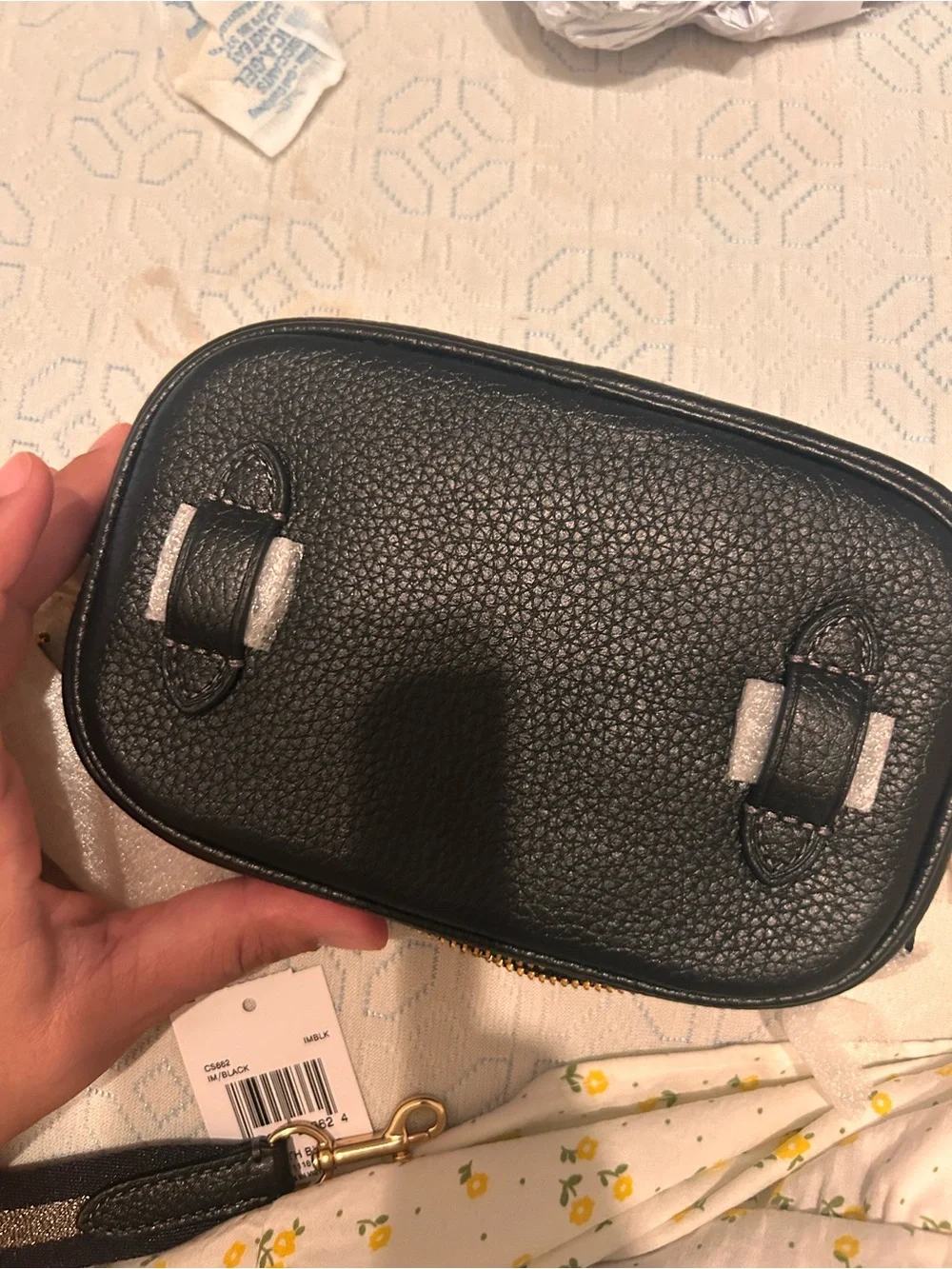 Coach Black Pebbled Leather Mini Crossbody/ fanny with Embossed Carriage Logo
